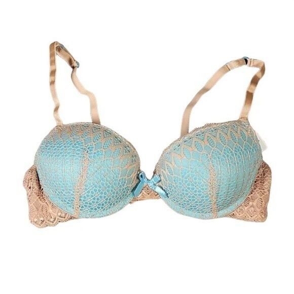 Hers by Herman Blue Lace Bra & Panty Set Sz 32B - Picture 2 of 9